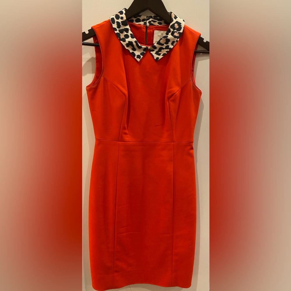Kate Spade Rhodeliah Red Leopard Collar Dress 0